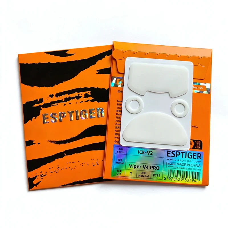 ESPTIGER ICE Mouse Skates for Razer Viper V4 Pro High Purity PTFE Mouse Feet 2.5D Edge Glides Curve Edge