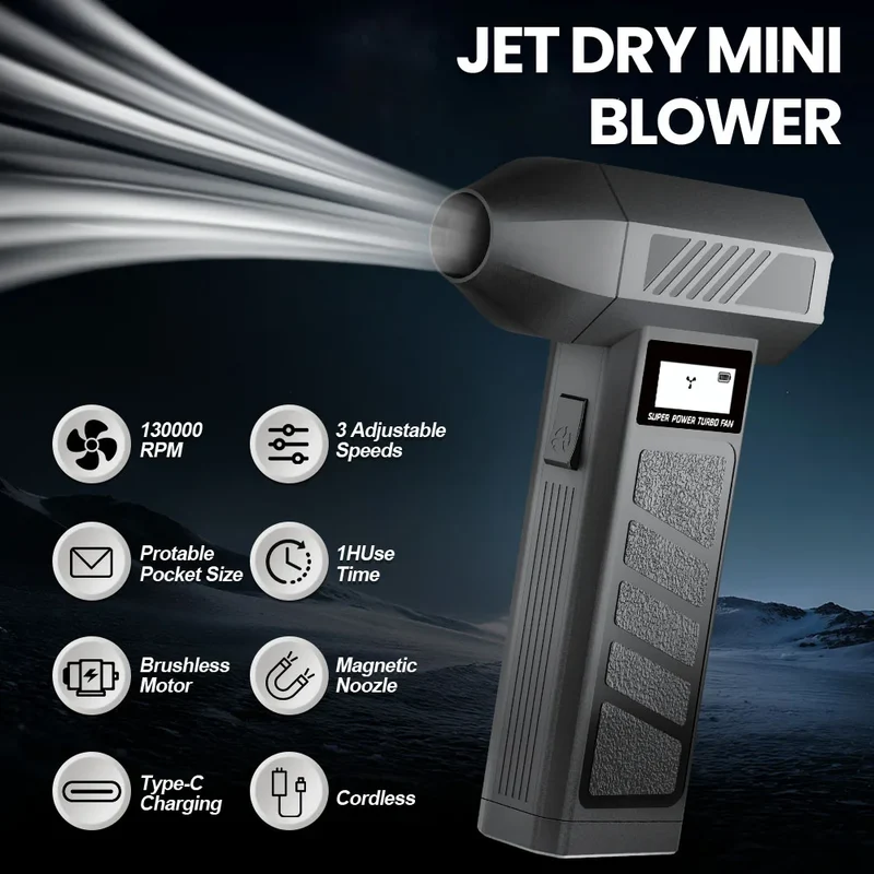 Blower Car Vacuum Cleaner Turbo Fan Violent Jet Fan Cleaning Blowing Tools Auto Dust Collector Portable Air Duster Hair Dryer