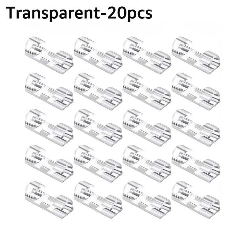 5/20Pcs Cable Management Clip Cable Protector Winder Self-Adhesive Desktop Tidy Management Clips For Mouse Headset Wire Storage