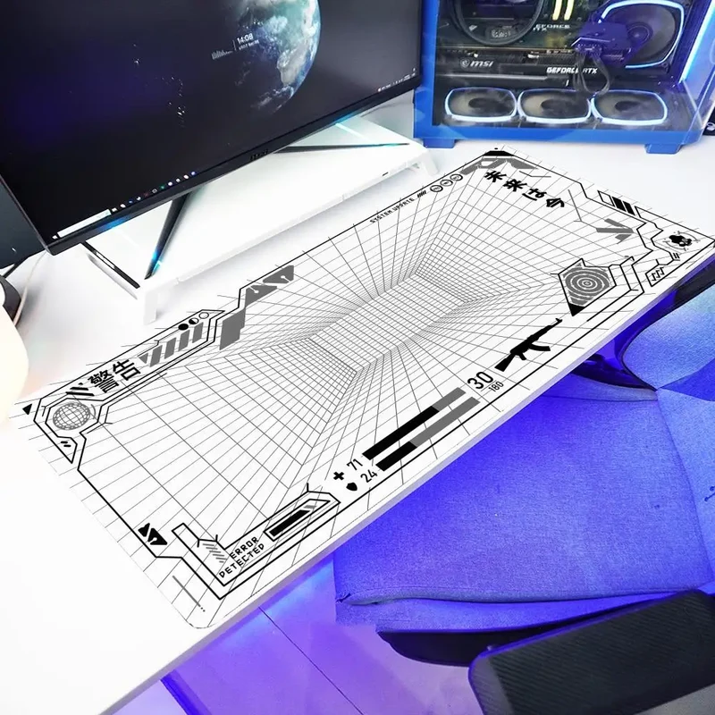 Perspective Grid Desk Mat Gaming Mat Pad on The Table Office Gamer Accessorie Keyboard Mat White Mouse Pad Mouse Carpet playmat