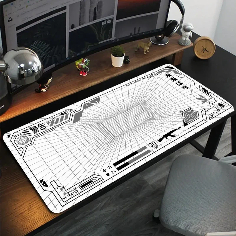 Perspective Grid Desk Mat Gaming Mat Pad on The Table Office Gamer Accessorie Keyboard Mat White Mouse Pad Mouse Carpet playmat