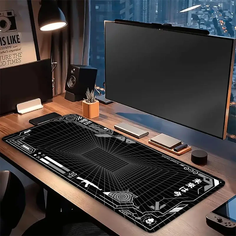 Perspective Grid Desk Mat Gaming Mat Pad on The Table Office Gamer Accessorie Keyboard Mat White Mouse Pad Mouse Carpet playmat