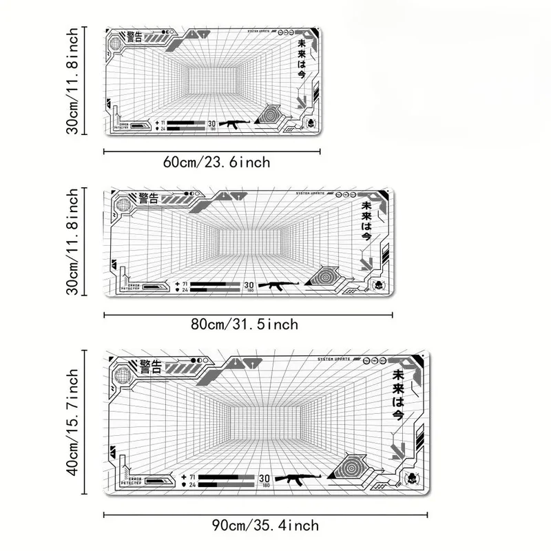 Perspective Grid Desk Mat Gaming Mat Pad on The Table Office Gamer Accessorie Keyboard Mat White Mouse Pad Mouse Carpet playmat