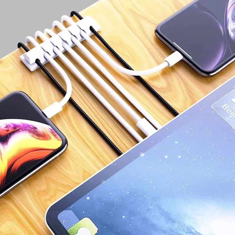 Silicone Cable Organizer USB Data Cable Winder Flexible Cable Management Cord Clips For Mouse Headphone Earphone Car Wire Holder