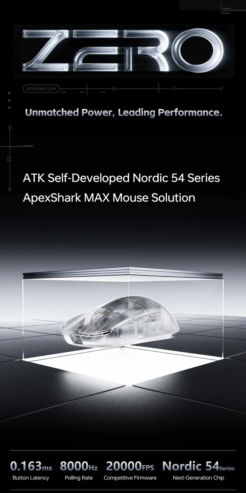ATK Blazing Sky ZERO Ultralight Wireless Gaming Mouse Dual 8K PAW3950Ultra Transducer Wireless Mouse Ergonomic Mouse Foggy Mice