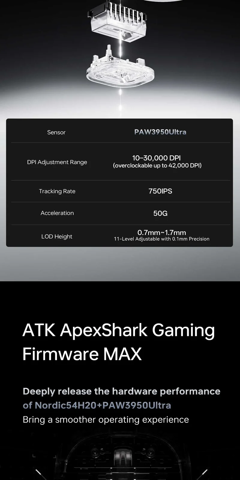 ATK Blazing Sky ZERO Ultralight Wireless Gaming Mouse Dual 8K PAW3950Ultra Transducer Wireless Mouse Ergonomic Mouse Foggy Mice