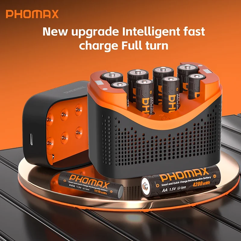 PHOMAX New Fast Charger&Rechargeable Battery,1.5V AA 4200mWh & AAA 1110mWh Lithium Battery For Remote Control Mouse SmartDoor