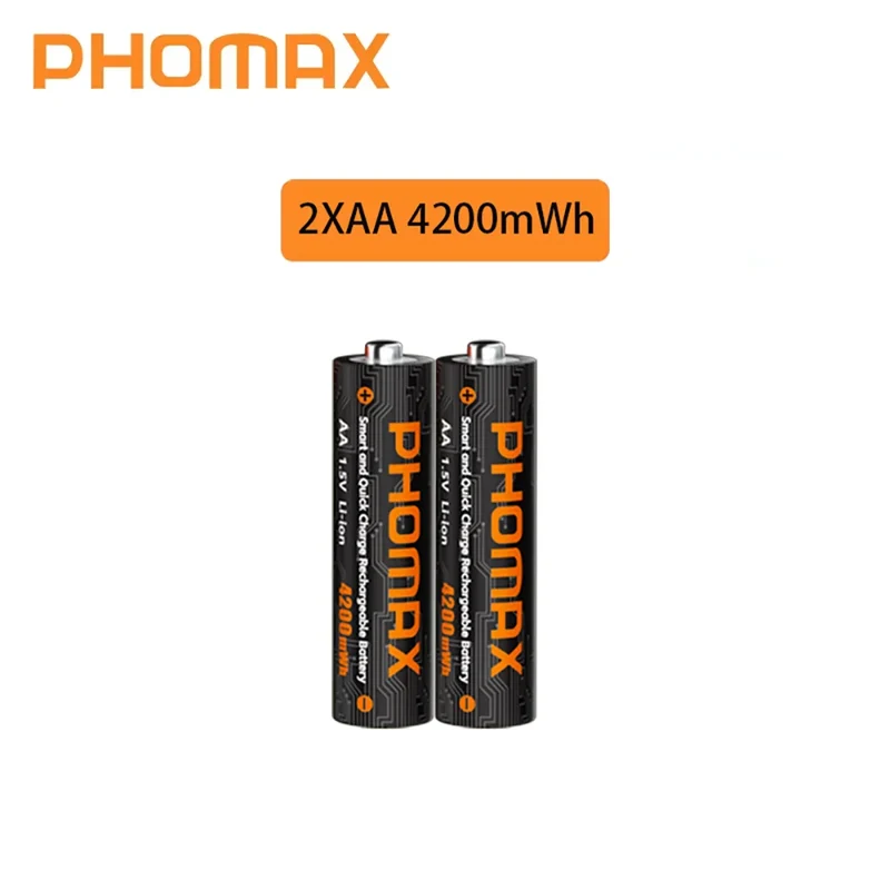 PHOMAX New Fast Charger&Rechargeable Battery,1.5V AA 4200mWh & AAA 1110mWh Lithium Battery For Remote Control Mouse SmartDoor