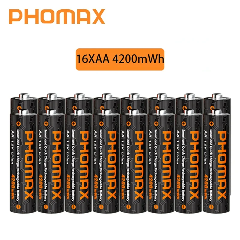 PHOMAX New Fast Charger&Rechargeable Battery,1.5V AA 4200mWh & AAA 1110mWh Lithium Battery For Remote Control Mouse SmartDoor