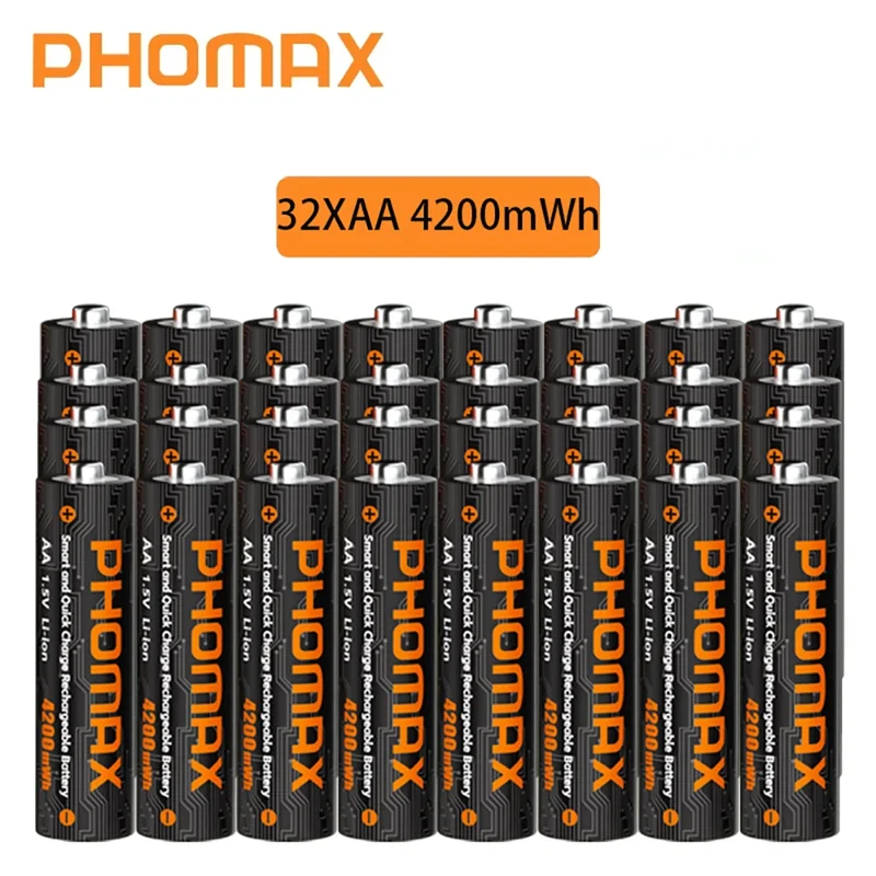 PHOMAX New Fast Charger&Rechargeable Battery,1.5V AA 4200mWh & AAA 1110mWh Lithium Battery For Remote Control Mouse SmartDoor