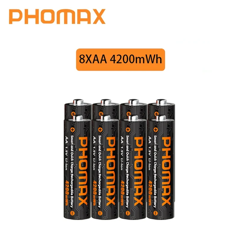 PHOMAX New Fast Charger&Rechargeable Battery,1.5V AA 4200mWh & AAA 1110mWh Lithium Battery For Remote Control Mouse SmartDoor