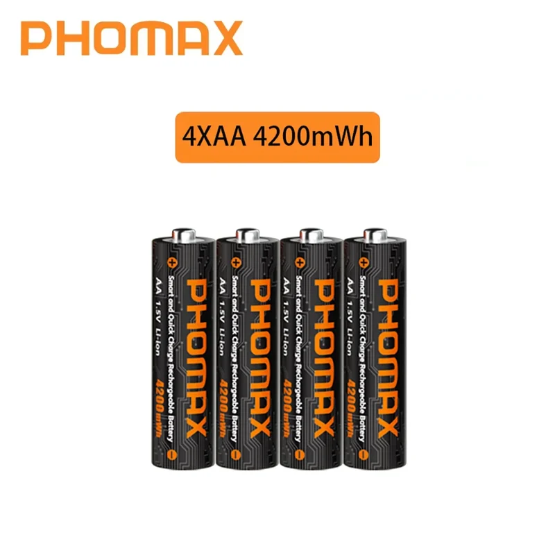PHOMAX New Fast Charger&Rechargeable Battery,1.5V AA 4200mWh & AAA 1110mWh Lithium Battery For Remote Control Mouse SmartDoor