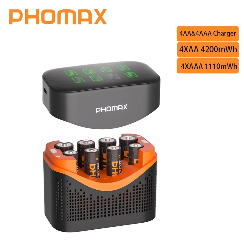 PHOMAX New Fast Charger&Rechargeable Battery,1.5V AA 4200mWh & AAA 1110mWh Lithium Battery For Remote Control Mouse SmartDoor