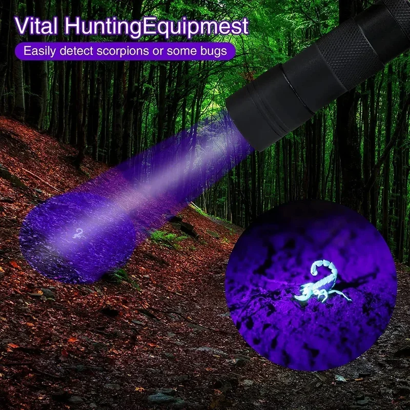 9/12 LED Protable UV Flashlight Black Light 395 NM Ultraviolet Torch Blacklight Detector for Dog Urine Pet Stain and Bed Bug