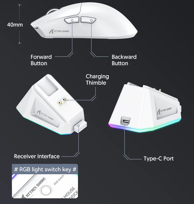 ATTACK SHARK X11 Wireless Gaming Mouse PAW3311 Sensor 22000DPI 3 Modes Wired 2.4G BT 280mAh Rechargeable Mouse