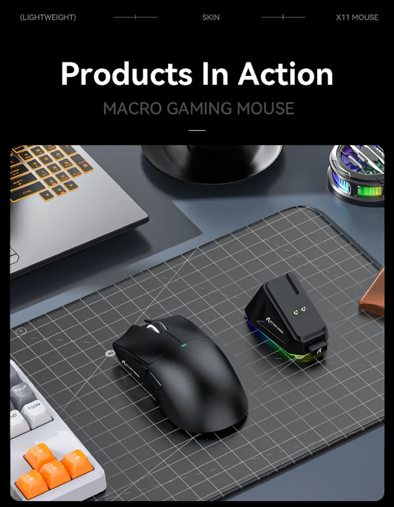 ATTACK SHARK X11 Wireless Gaming Mouse PAW3311 Sensor 22000DPI 3 Modes Wired 2.4G BT 280mAh Rechargeable Mouse