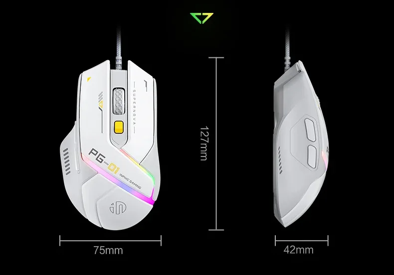 Inphic PG1 PG9 RGB Wired Gaming Mouse Ergonomics 1000Hz Polling Rate Stable Connection For Desktop And Laptop Computers