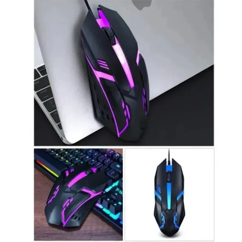 USB LED Colorful Luminous Button Gaming Mouse Wired Mouse For PC Gamer Computer Desktop Laptop Mice DPI1200 RGB Ergonomic Mouse