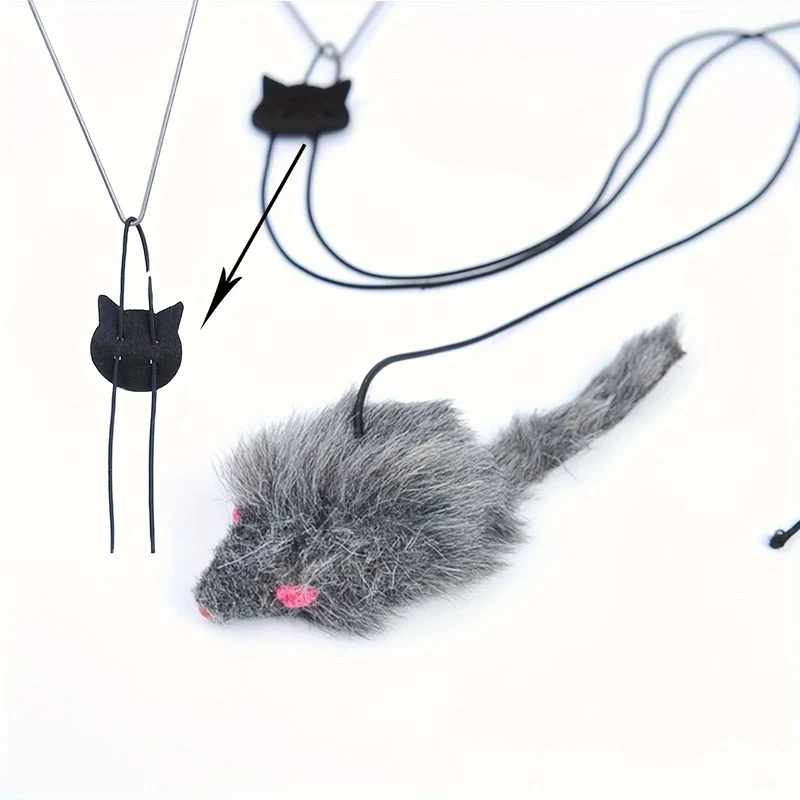 2 PCS Adjustable Hanging Cat Toy Interactive Mouse Toys Hanging Door Retractable Plaything Funny Kitten Scratch Rope Mouse Toy