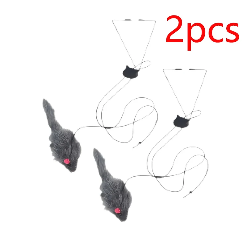 2 PCS Adjustable Hanging Cat Toy Interactive Mouse Toys Hanging Door Retractable Plaything Funny Kitten Scratch Rope Mouse Toy