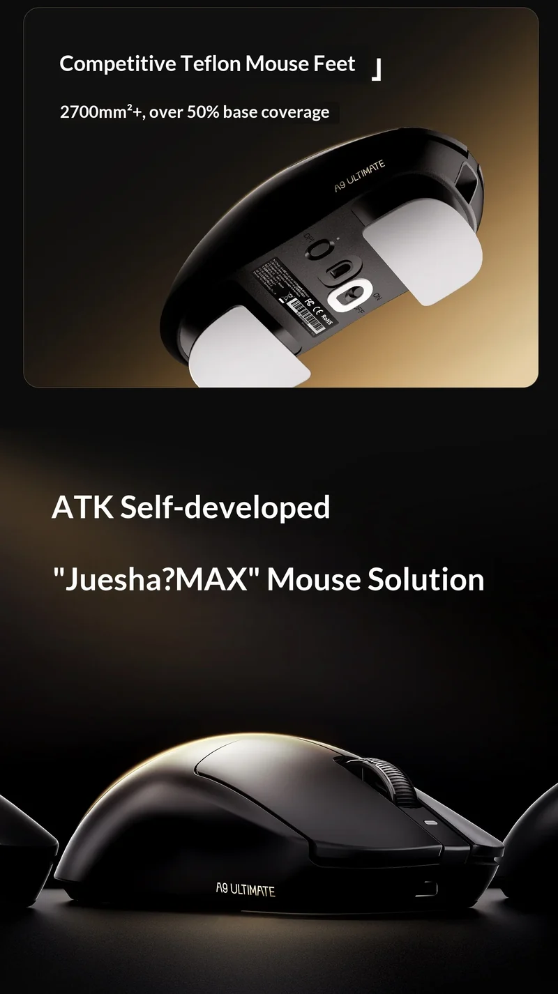 ATK DragonFly A9 Air Ultimate Wireless Gaming Mouse PAW3950 Ultra 42000DPI 750IPS 8KHz RGB Ergonomic For Windows MacOs PC Gifts