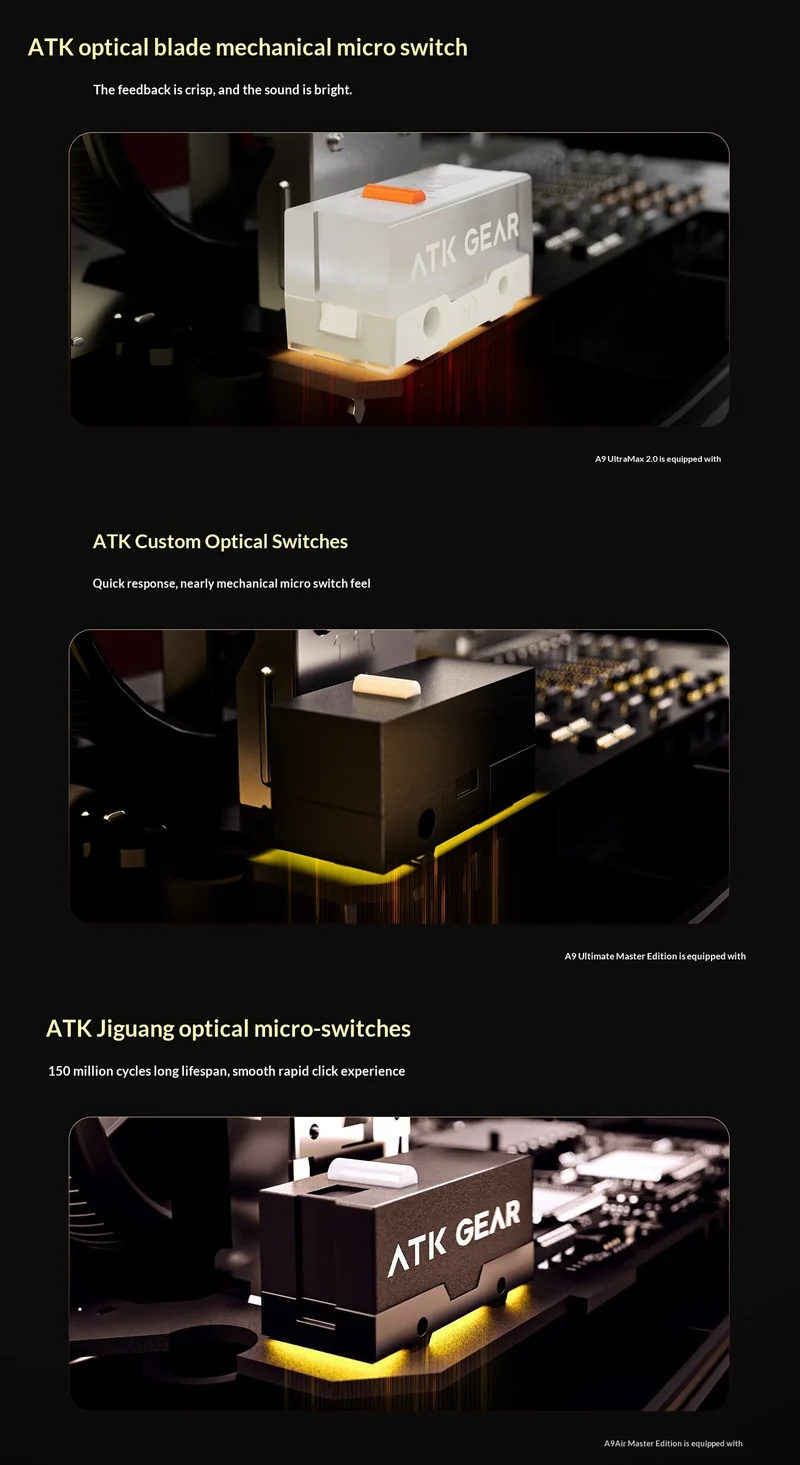 ATK DragonFly A9 Air Ultimate Wireless Gaming Mouse PAW3950 Ultra 42000DPI 750IPS 8KHz RGB Ergonomic For Windows MacOs PC Gifts