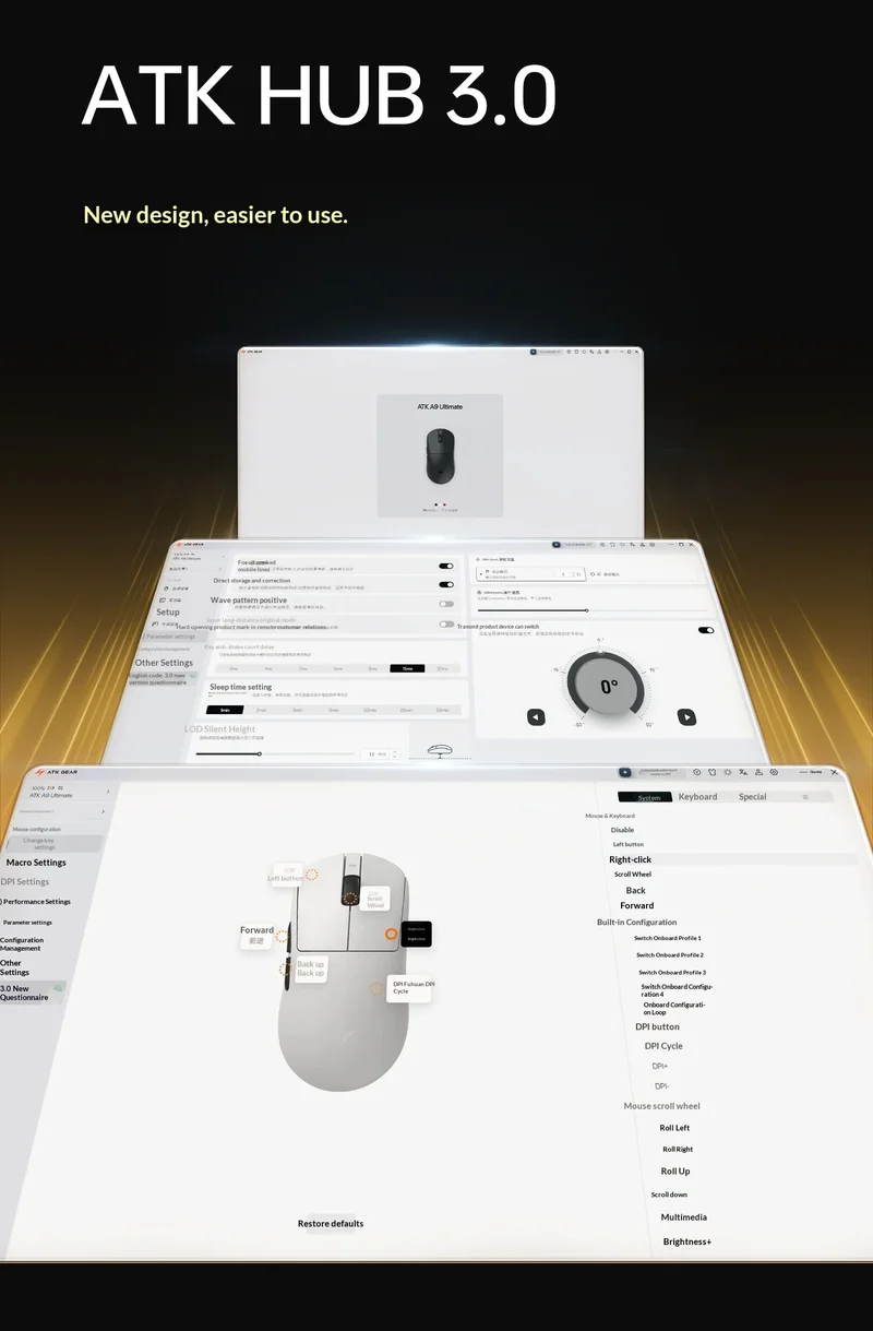 ATK DragonFly A9 Air Ultimate Wireless Gaming Mouse PAW3950 Ultra 42000DPI 750IPS 8KHz RGB Ergonomic For Windows MacOs PC Gifts