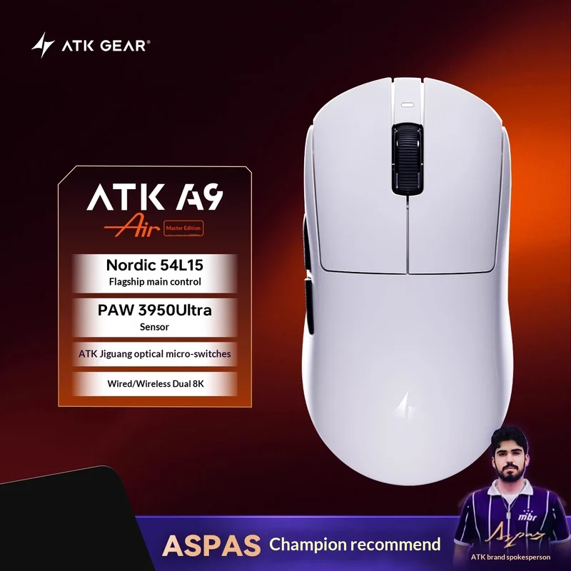 ATK DragonFly A9 Air Ultimate Wireless Gaming Mouse PAW3950 Ultra 42000DPI 750IPS 8KHz RGB Ergonomic For Windows MacOs PC Gifts