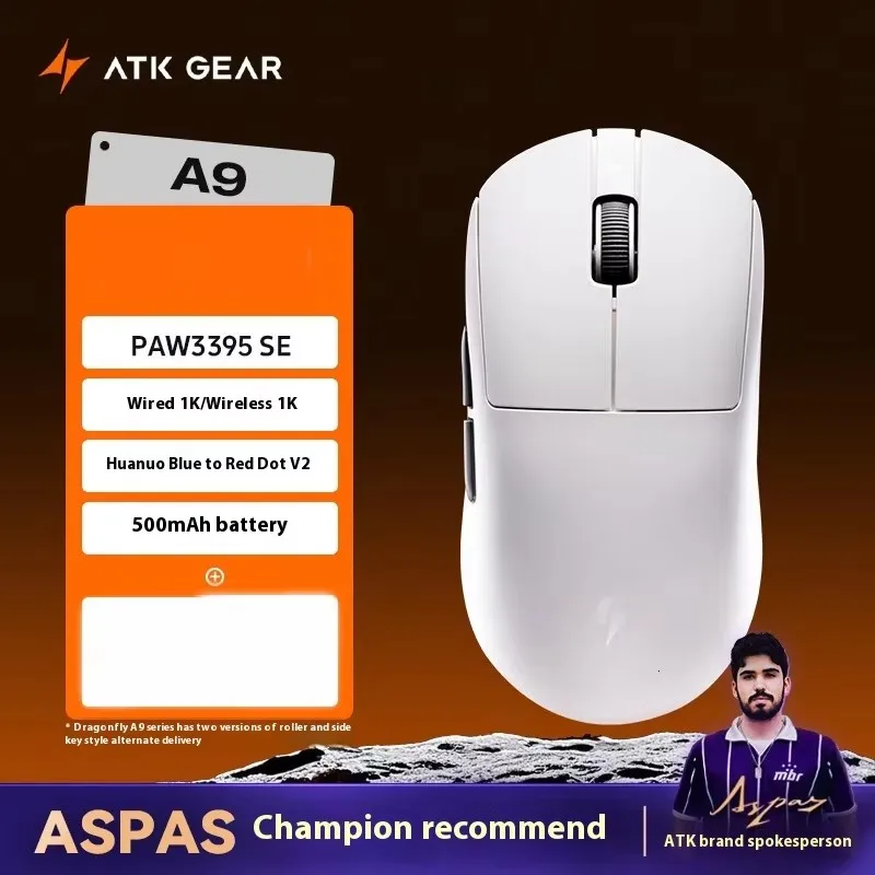 ATK DragonFly A9 Air Ultimate Wireless Gaming Mouse PAW3950 Ultra 42000DPI 750IPS 8KHz RGB Ergonomic For Windows MacOs PC Gifts
