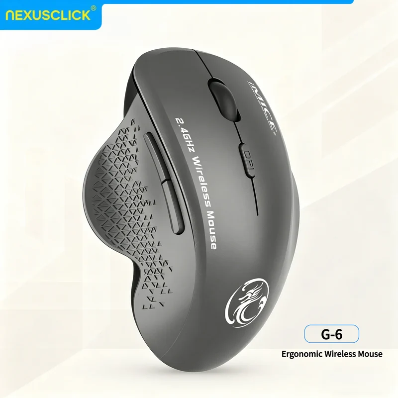 NexusClick 2.4G Wireless Silent Click Mouse,3 Adjustable DPI 6 Buttons Power Saving USB Plug Play Mice For Laptop Office Gaming