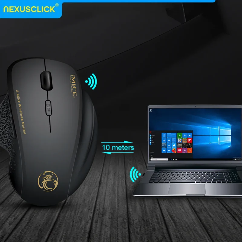NexusClick 2.4G Wireless Silent Click Mouse,3 Adjustable DPI 6 Buttons Power Saving USB Plug Play Mice For Laptop Office Gaming