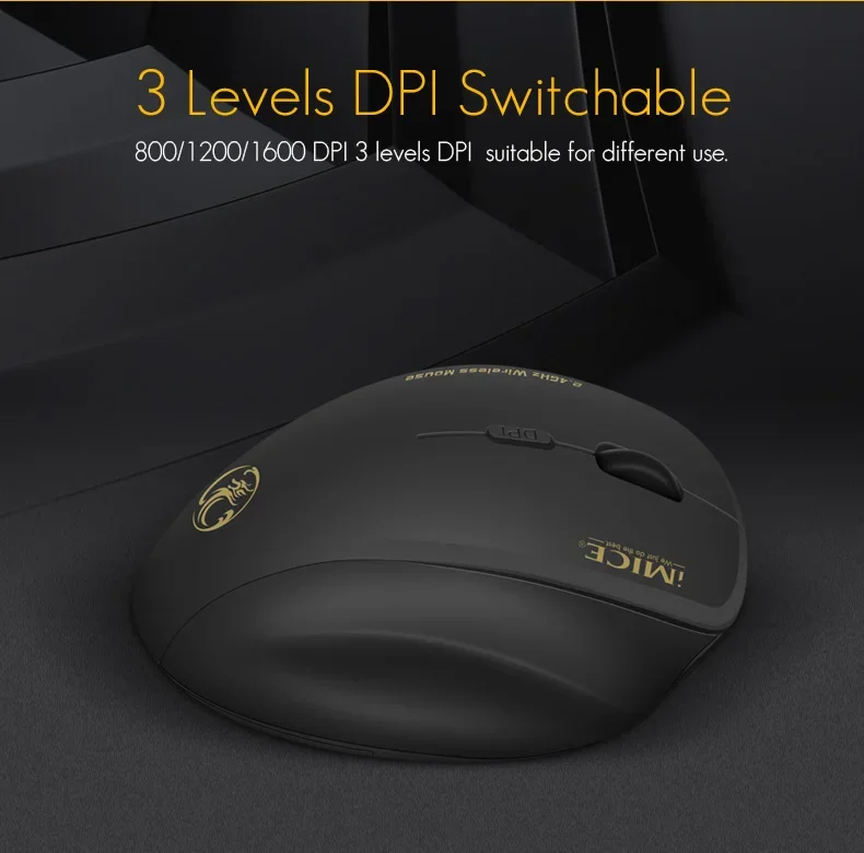 NexusClick 2.4G Wireless Silent Click Mouse,3 Adjustable DPI 6 Buttons Power Saving USB Plug Play Mice For Laptop Office Gaming