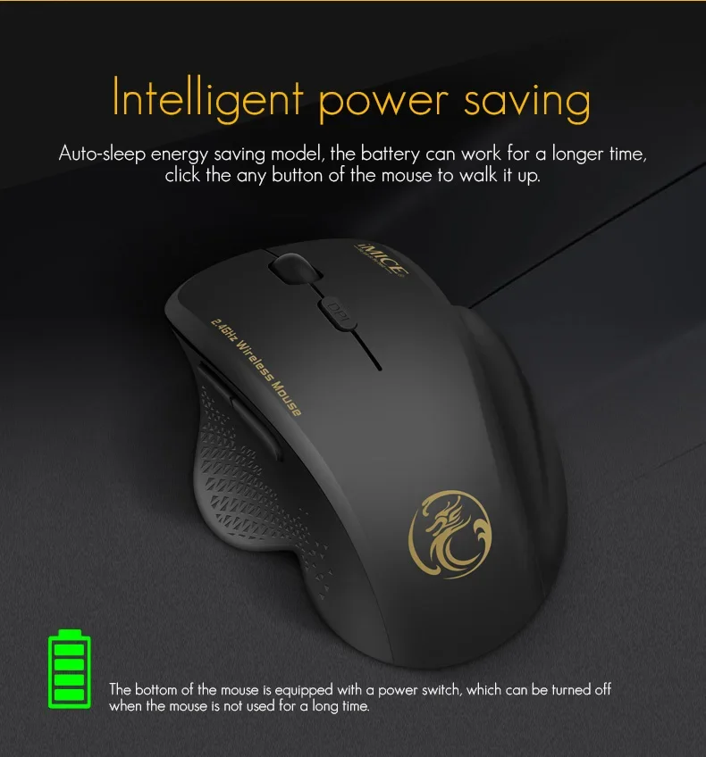 NexusClick 2.4G Wireless Silent Click Mouse,3 Adjustable DPI 6 Buttons Power Saving USB Plug Play Mice For Laptop Office Gaming