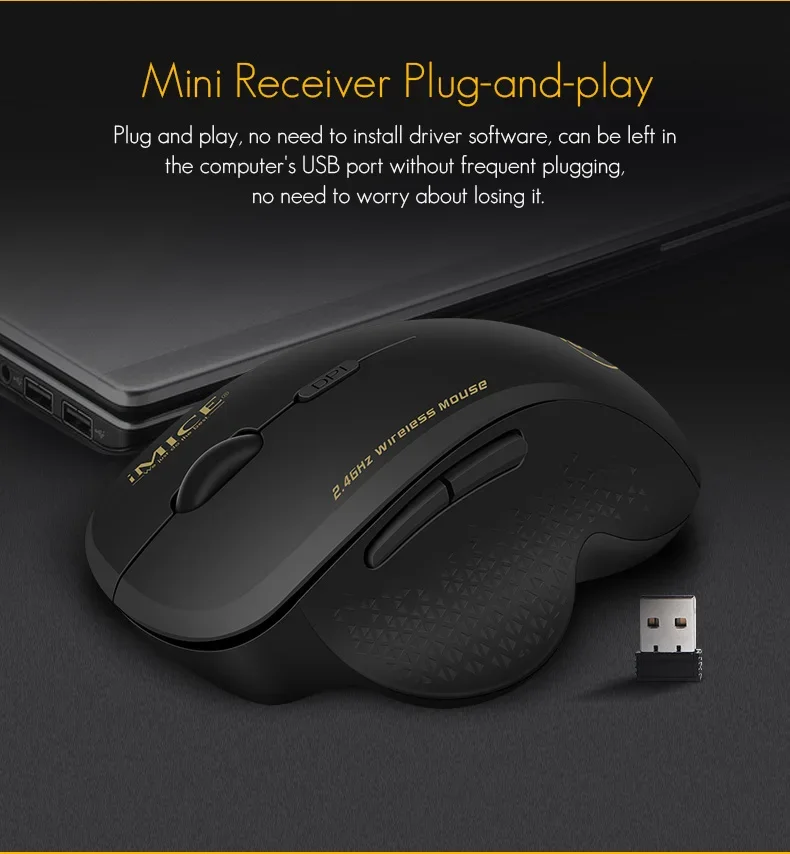 NexusClick 2.4G Wireless Silent Click Mouse,3 Adjustable DPI 6 Buttons Power Saving USB Plug Play Mice For Laptop Office Gaming