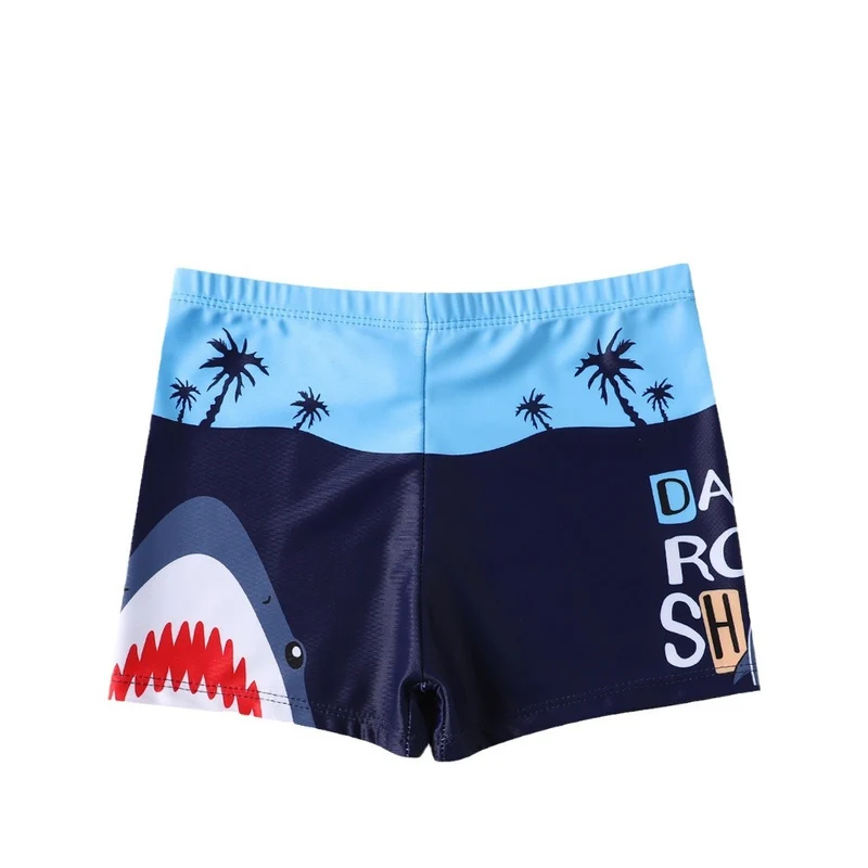 Children's Swim Trunks Boys Swimsuit Small, Medium and Large Children's Cartoon Printed Baby's Flat-Corner Swim Trunks Quick-drying Cross-border New