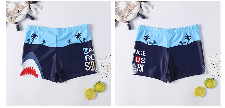Children's Swim Trunks Boys Swimsuit Small, Medium and Large Children's Cartoon Printed Baby's Flat-Corner Swim Trunks Quick-drying Cross-border New