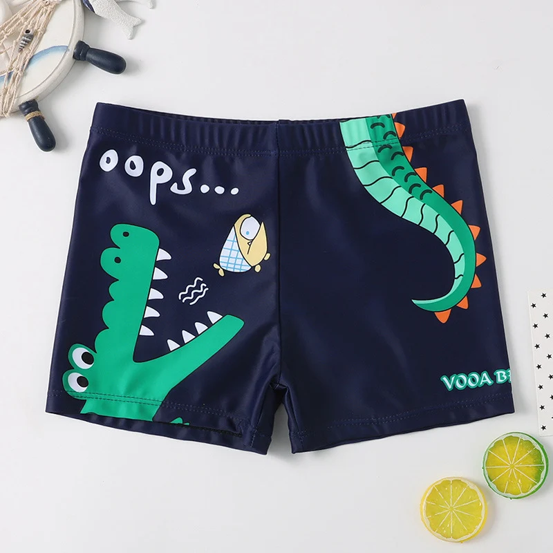 Children's Swim Trunks Boys Swimsuit Small, Medium and Large Children's Cartoon Printed Baby's Flat-Corner Swim Trunks Quick-drying Cross-border New