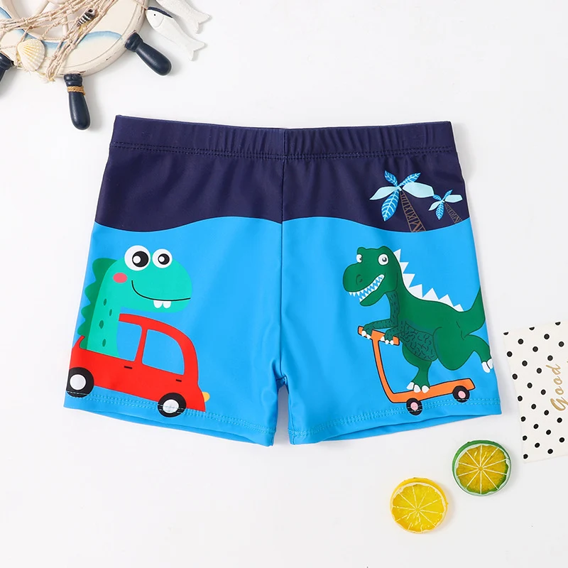 Children's Swim Trunks Boys Swimsuit Small, Medium and Large Children's Cartoon Printed Baby's Flat-Corner Swim Trunks Quick-drying Cross-border New