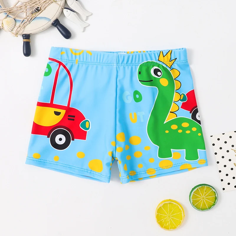 Children's Swim Trunks Boys Swimsuit Small, Medium and Large Children's Cartoon Printed Baby's Flat-Corner Swim Trunks Quick-drying Cross-border New