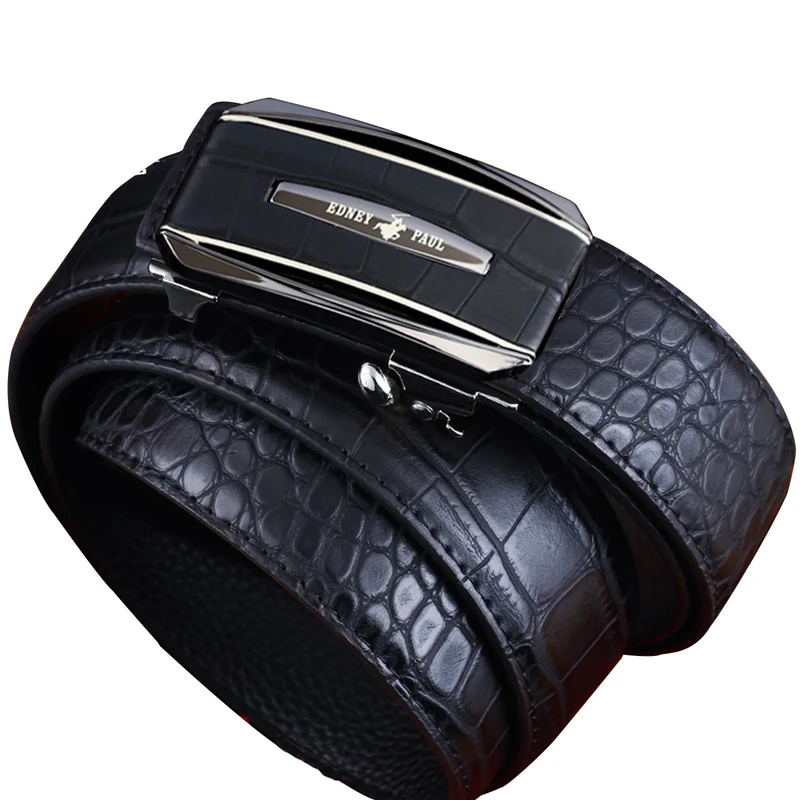 Men's Belt Genuine Leather Crocodile Pattern Inner Wear Automatic Buckle Fashionable All-match Belt Middle-aged and Young Casual Business Trendy Belt