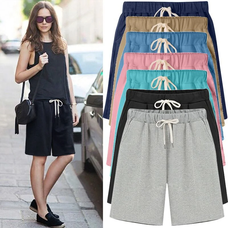 Small Sweat Pure Cotton Shorts Breathable Women's Summer High Waist Thin Loose Sports Casual Pants Slimming Straight Pants Women's Pants
