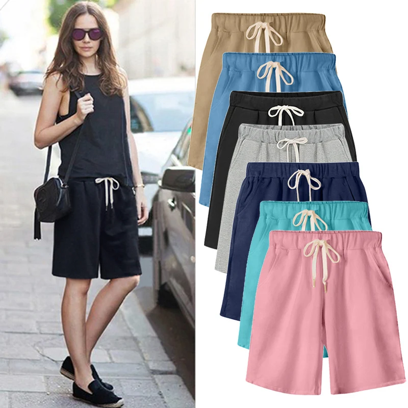 Small Sweat Pure Cotton Shorts Breathable Women's Summer High Waist Thin Loose Sports Casual Pants Slimming Straight Pants Women's Pants