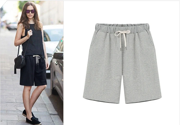 Small Sweat Pure Cotton Shorts Breathable Women's Summer High Waist Thin Loose Sports Casual Pants Slimming Straight Pants Women's Pants