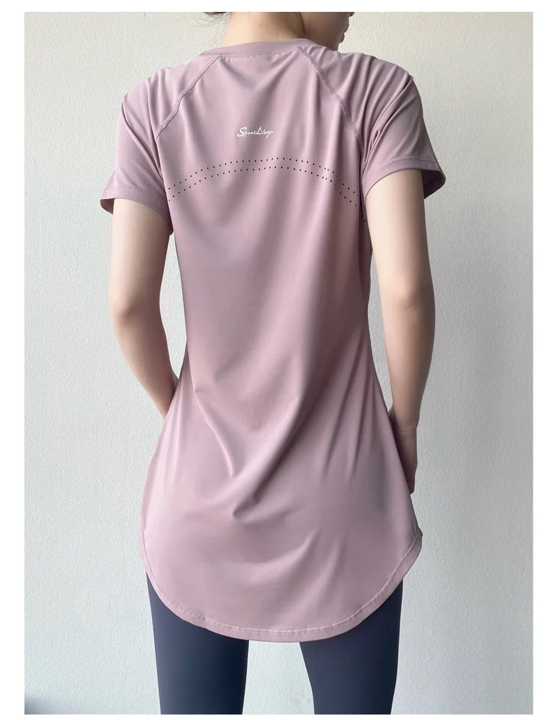 Yoga Clothing Short-sleeved Summer New Mid-length Hip Covering Slimming Quick-drying Top Breathable Fitness Sports T-shirt Women's Thin