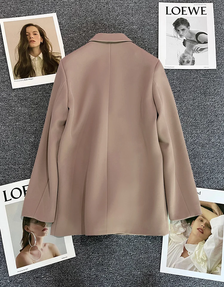 Green Metal Buckle Korean Style 2024 Spring and Autumn New Milk White Suit Jacket Women's Casual All-match High-end Suit