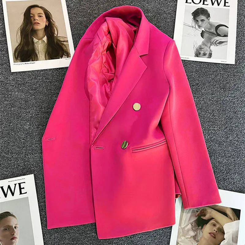 Green Metal Buckle Korean Style 2024 Spring and Autumn New Milk White Suit Jacket Women's Casual All-match High-end Suit
