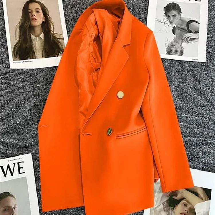 Green Metal Buckle Korean Style 2024 Spring and Autumn New Milk White Suit Jacket Women's Casual All-match High-end Suit