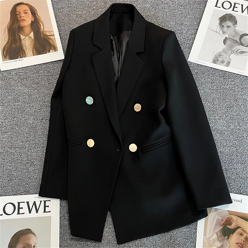 Green Metal Buckle Korean Style 2024 Spring and Autumn New Milk White Suit Jacket Women's Casual All-match High-end Suit