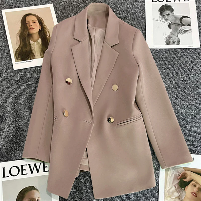 Green Metal Buckle Korean Style 2024 Spring and Autumn New Milk White Suit Jacket Women's Casual All-match High-end Suit