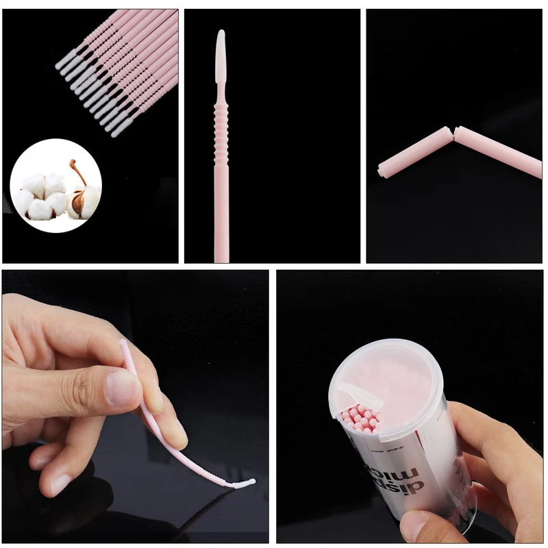 New wholesale long head cotton swab eyelash tattoo nail cleaning cotton swab eyelash disposable long thread cotton swab